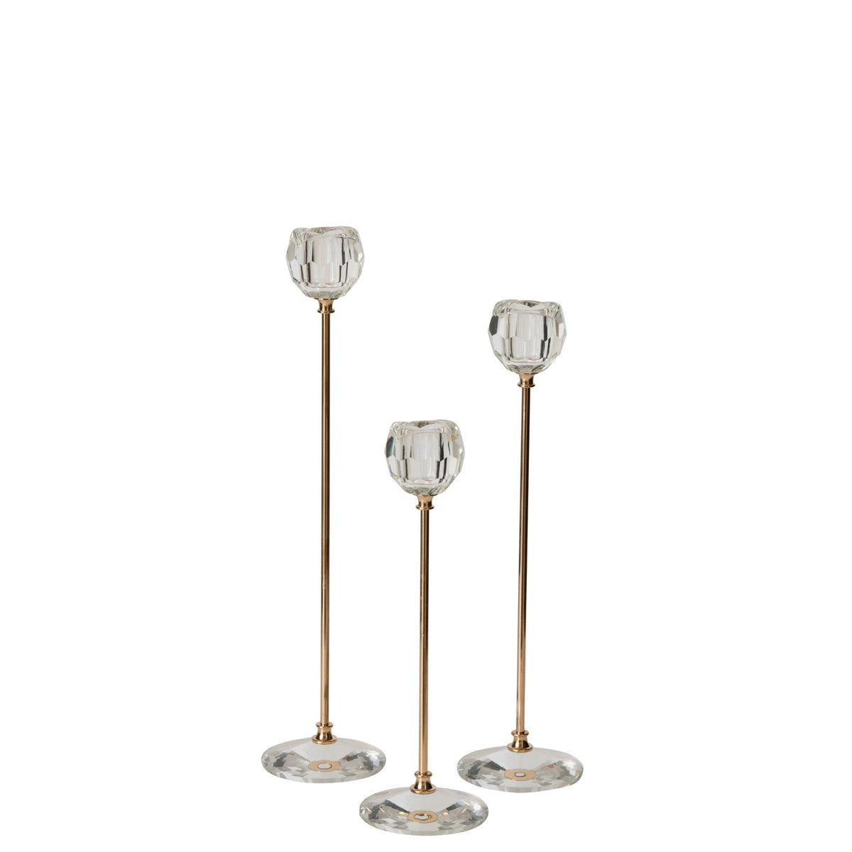 Lot de 3 bougeoirs en cristal transparent J-Line