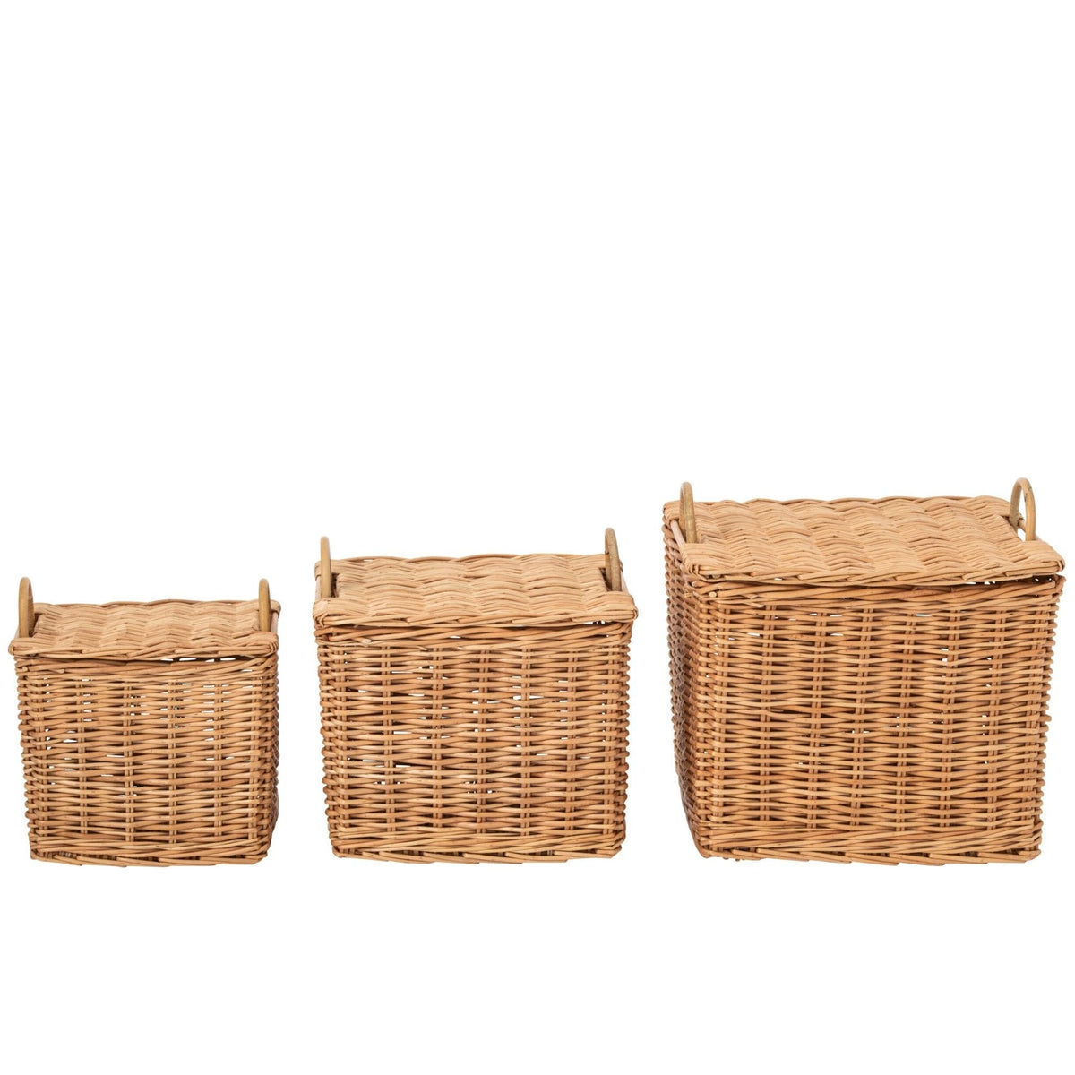 Lot de 3 Paniers Avec Poignées Osier Naturel J-Line