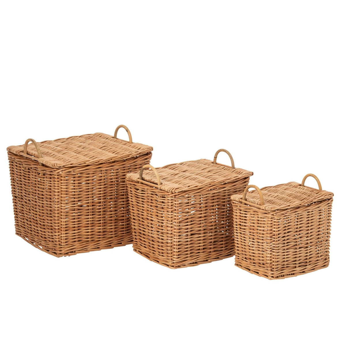 Lot de 3 Paniers Avec Poignées Osier Naturel J-Line
