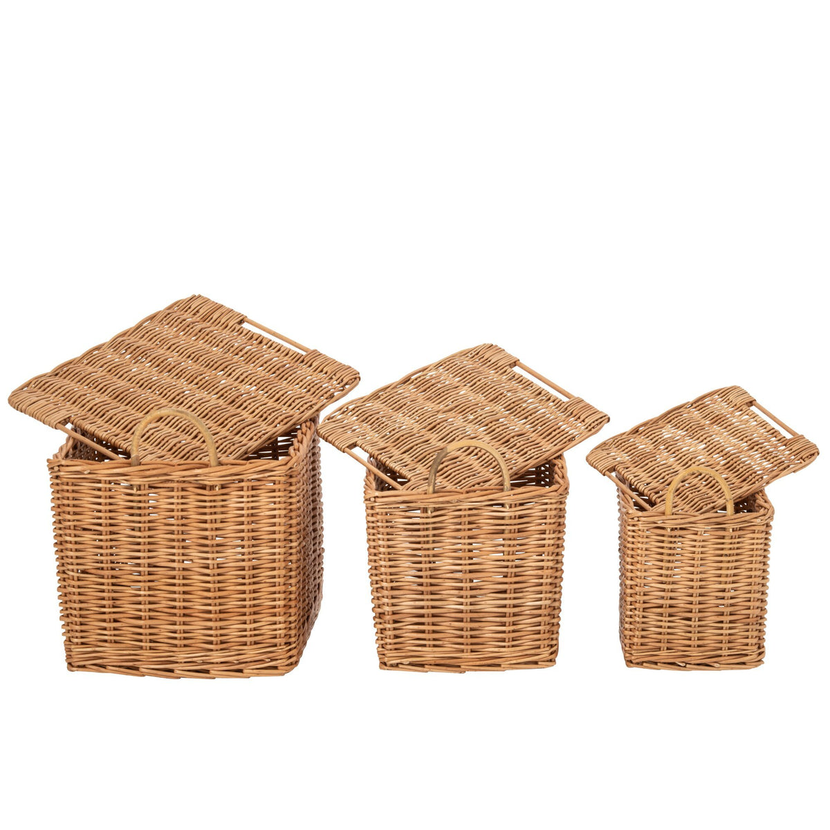 Lot de 3 Paniers Avec Poignées Osier Naturel J-Line