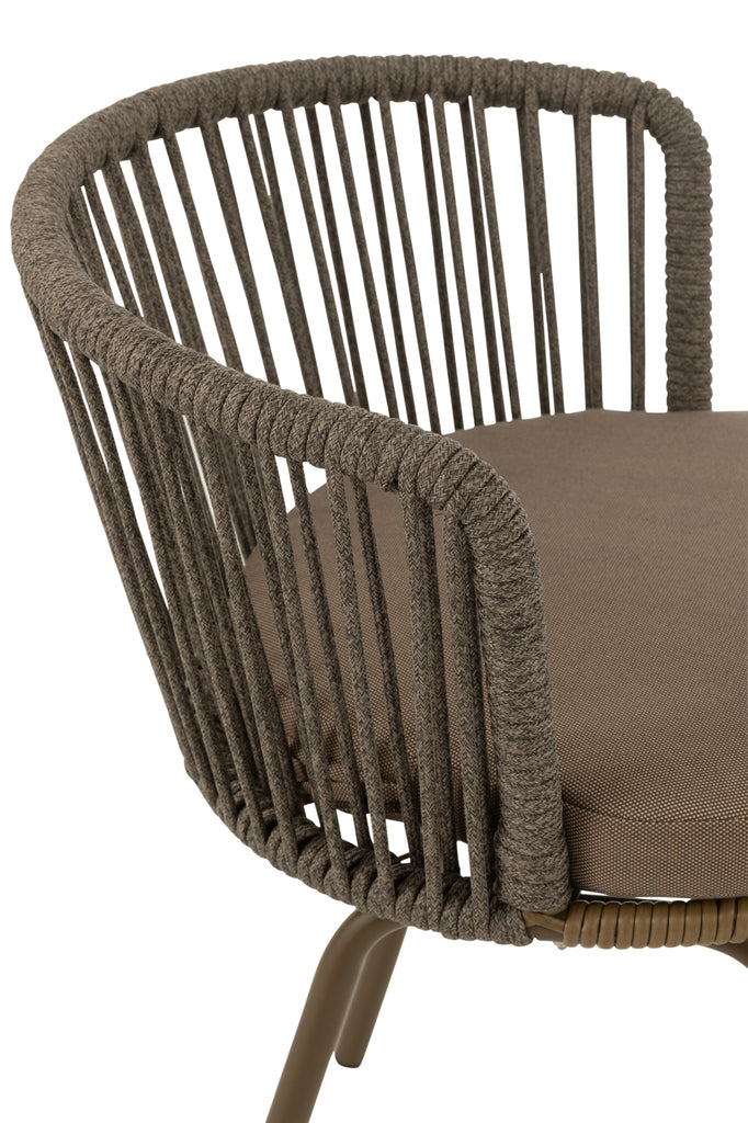 Stoel Toa Metaal/Touw Bruin - Terrasstoel - J-Line - livinglovely.nl