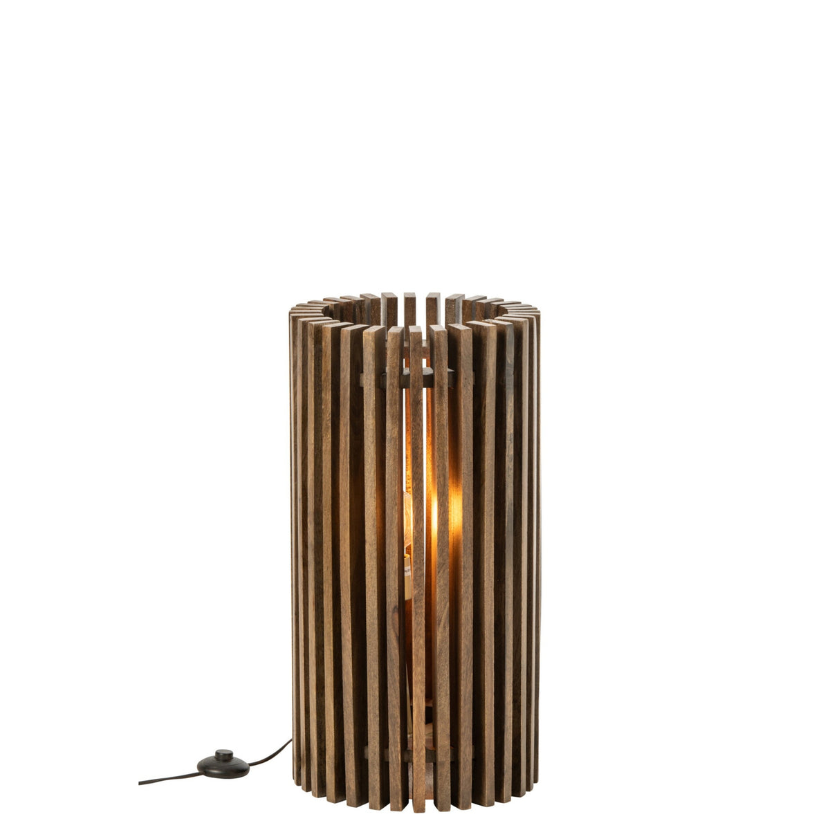 Lampe de table en bois de manguier côtelé marron foncé J-Line