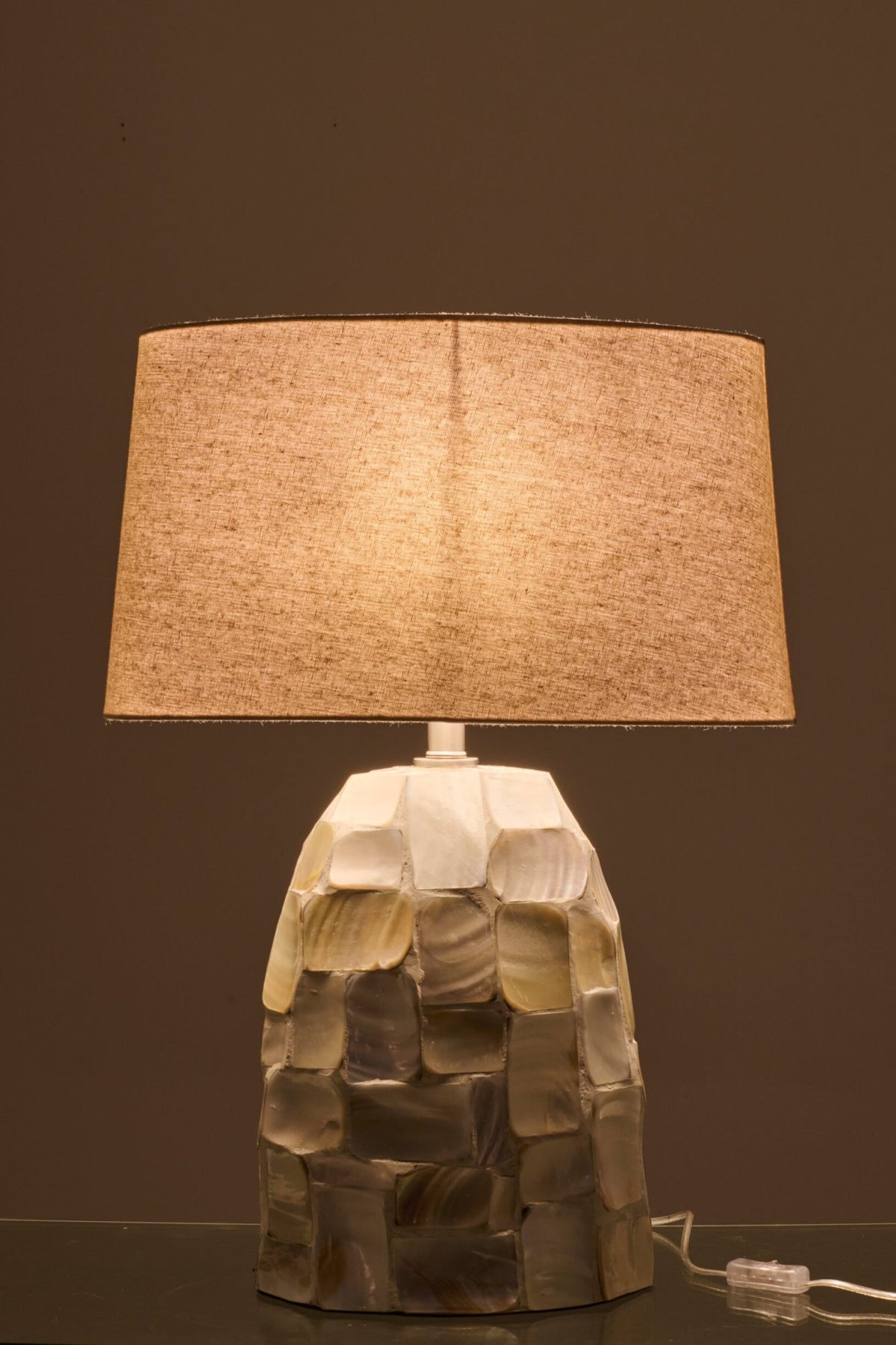 Lampe de table Effet nacré Coquillage Blanc cassé/Beige clair J-Line
