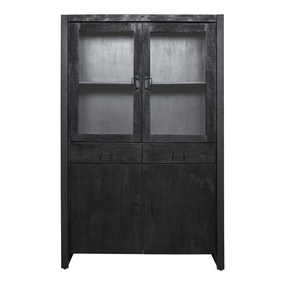 Vitrinekast Boaz Zwart 115cm van Starfurn, onderdeel van de Boaz Zwart woonserie