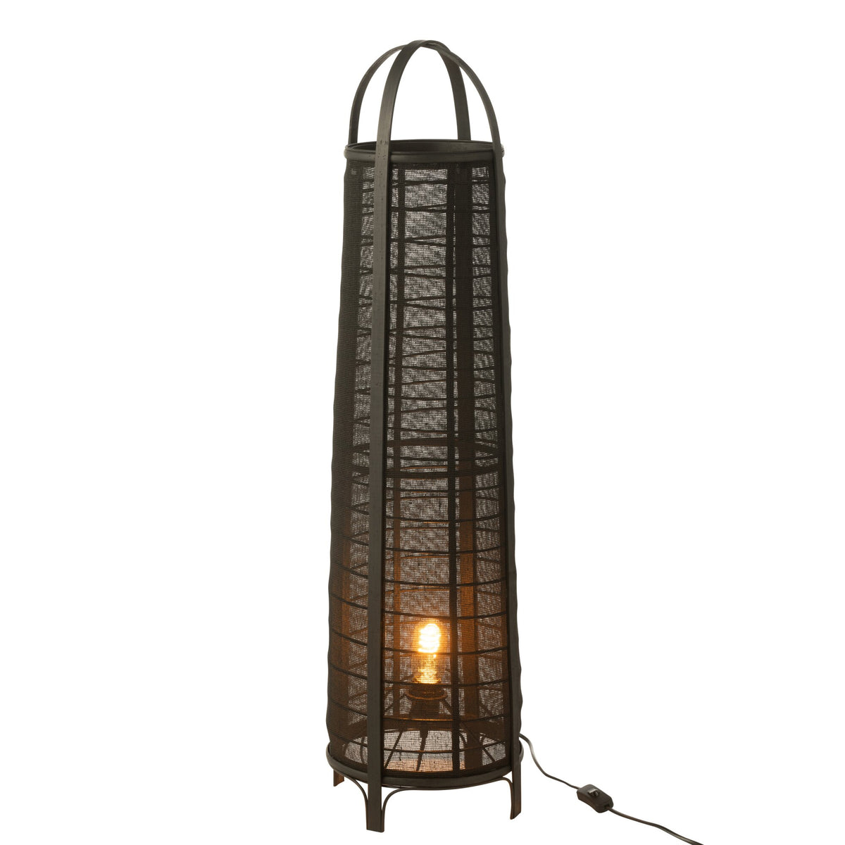 Lampadaire Don Coton Bambou Noir H 100cm J-Line