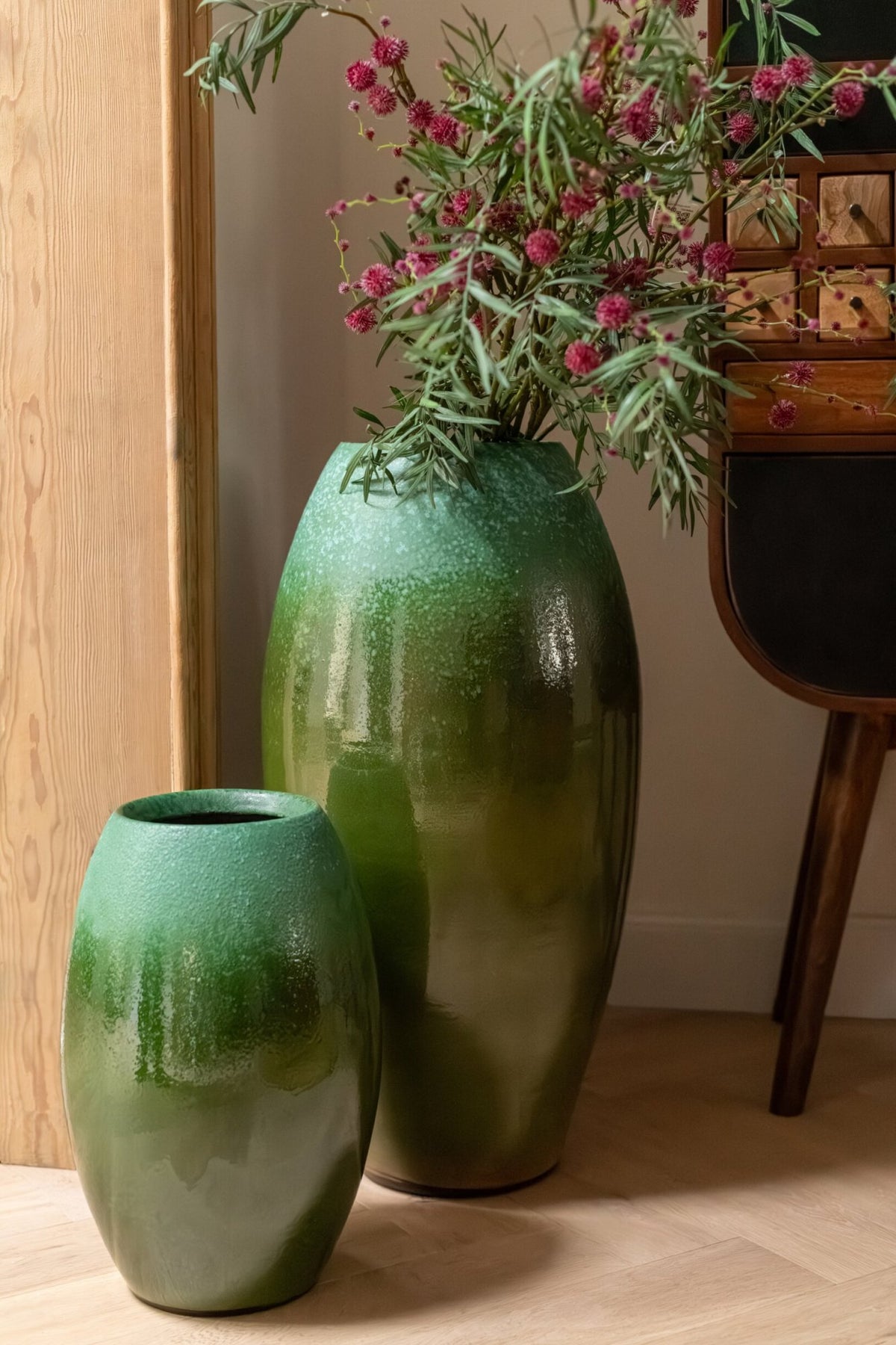 Vase de sol en céramique vert foncé/turquoise, grand modèle, J-Line