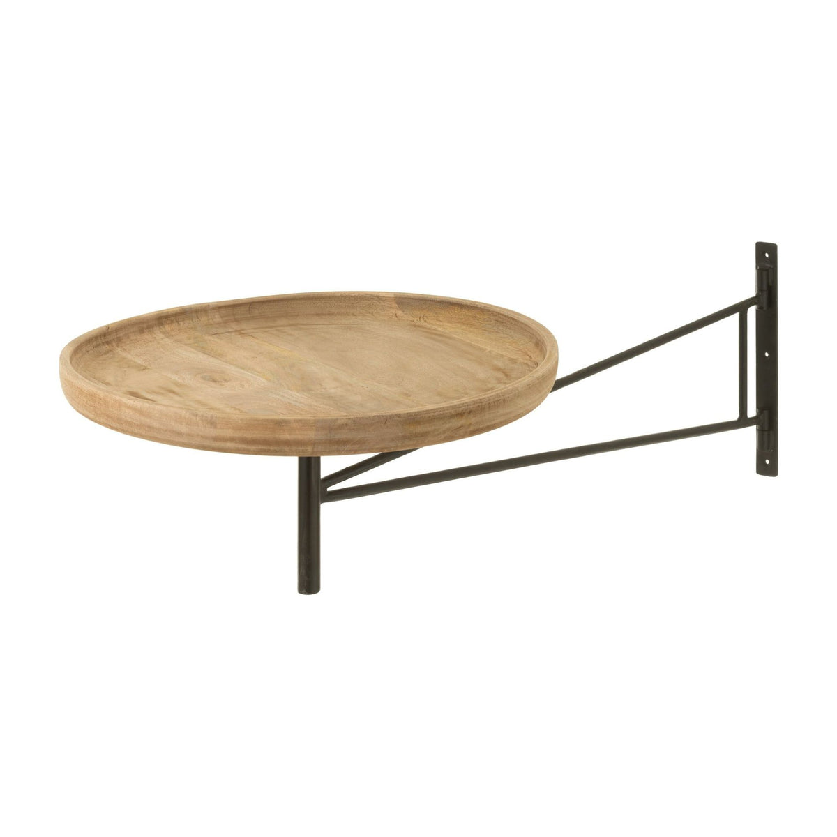 Table murale ronde en bois de manguier tourné/métal naturel J-Line