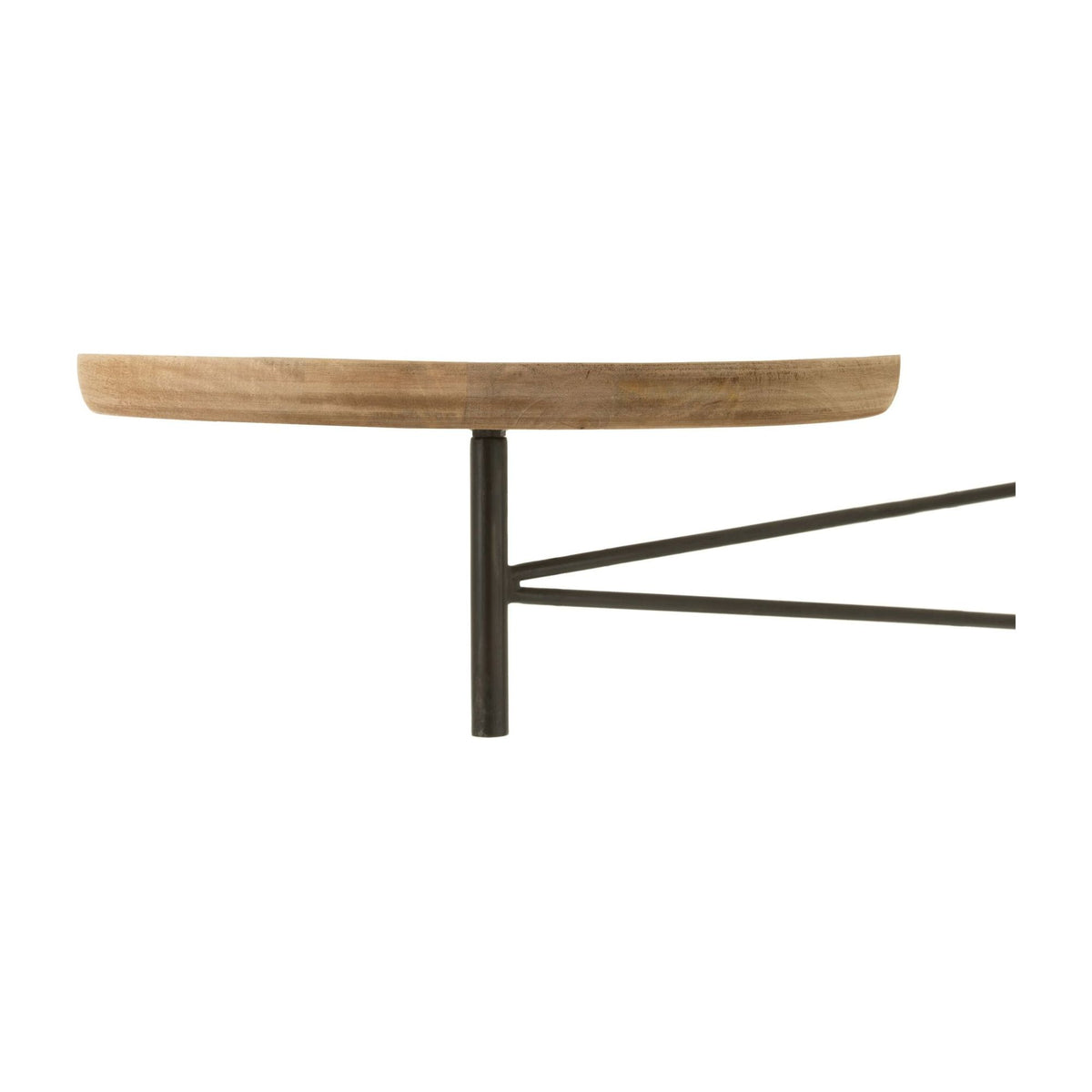 Table murale ronde en bois de manguier tourné/métal naturel J-Line