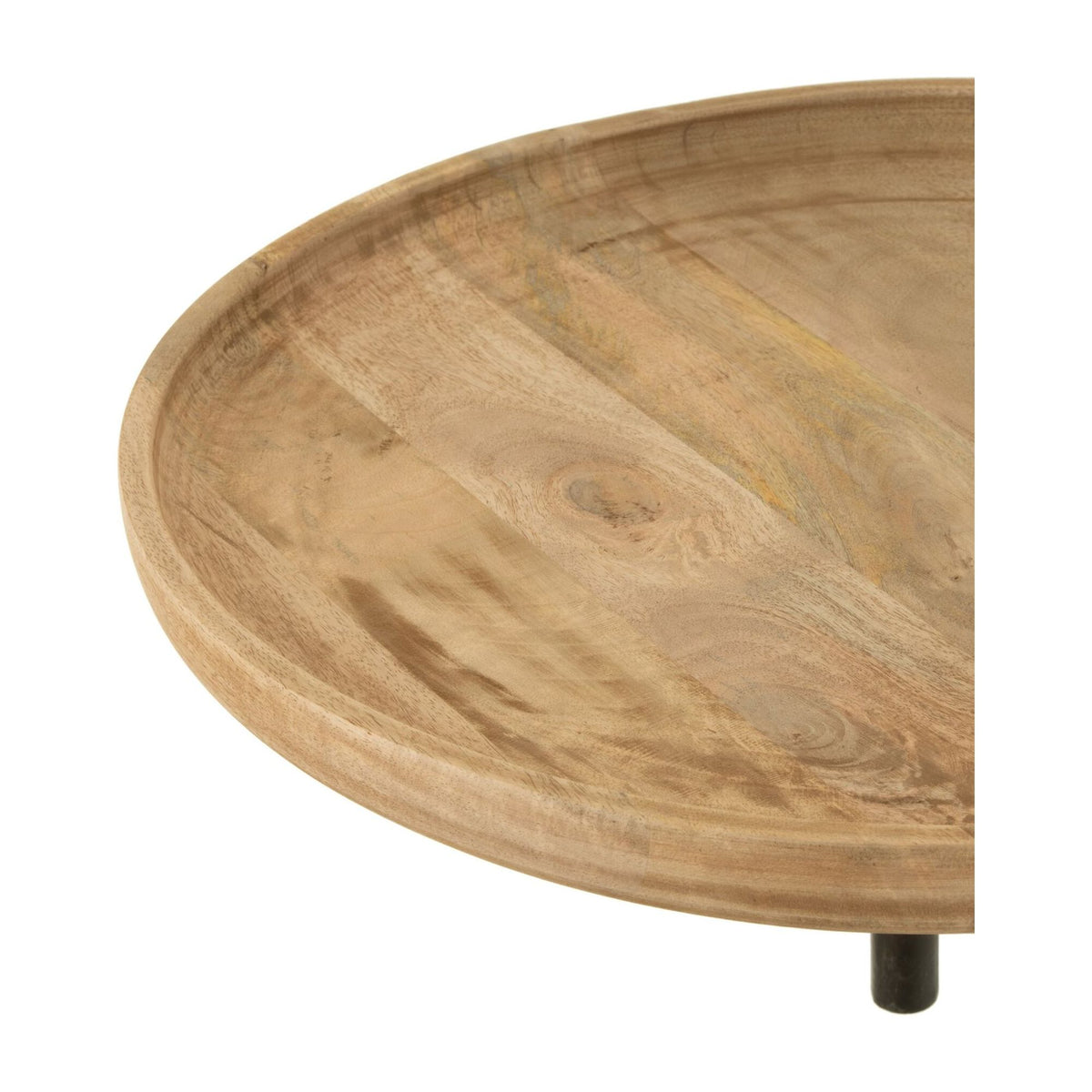 Table murale ronde en bois de manguier tourné/métal naturel J-Line