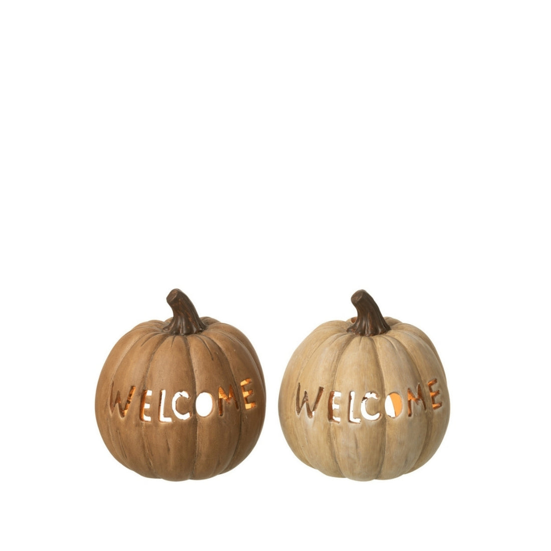 Grand lot de 2 bougeoirs citrouille Halloween J-Line