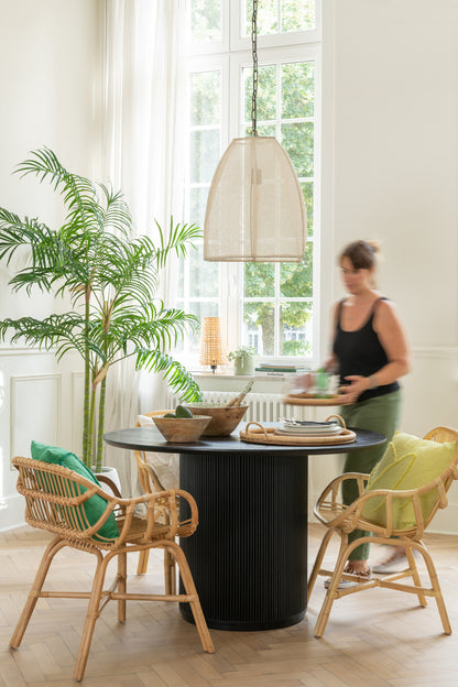 Palmier en bambou en pot plastique vert/noir, petit, J-Line