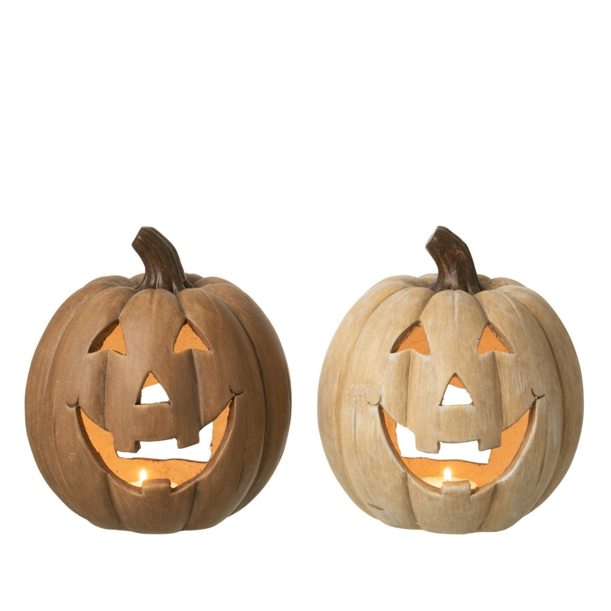 Set de 2 bougeoirs citrouille Halloween XL J-Line