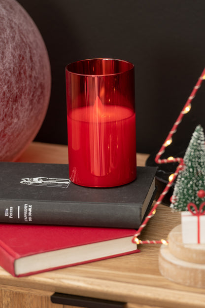 Lampe LED Verre Scintillant Rouge Petite