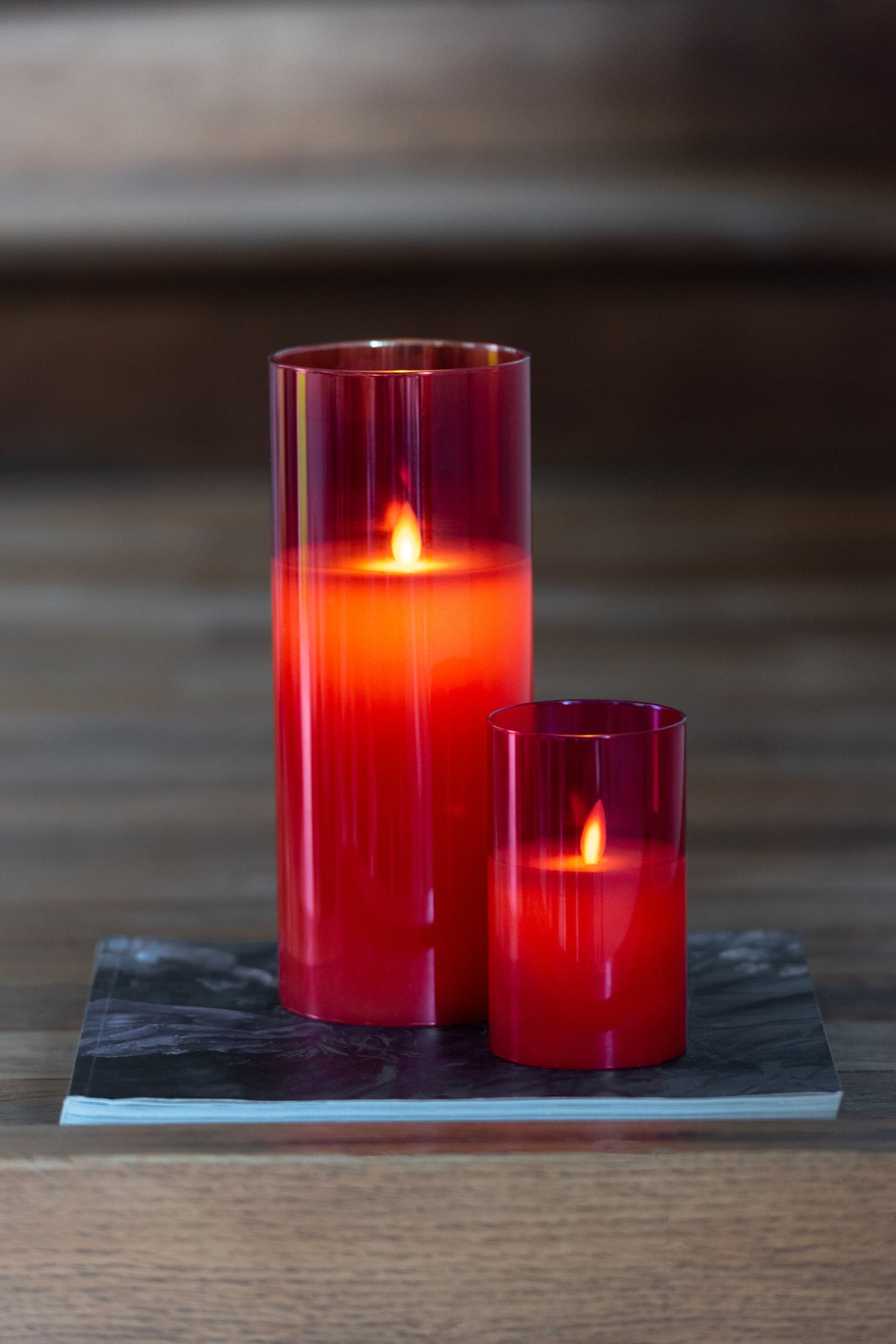 Lampe LED Verre Scintillant Rouge Petite