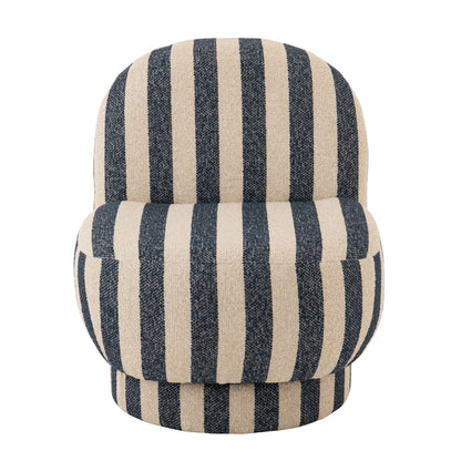 Fauteuil Lounge en Tissu Rayé Bleu/Blanc Cassé J-Line