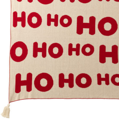 Set de Noël Plaid &amp; Coussins de Noël HoHoHo Rouge/Blanc J-Line