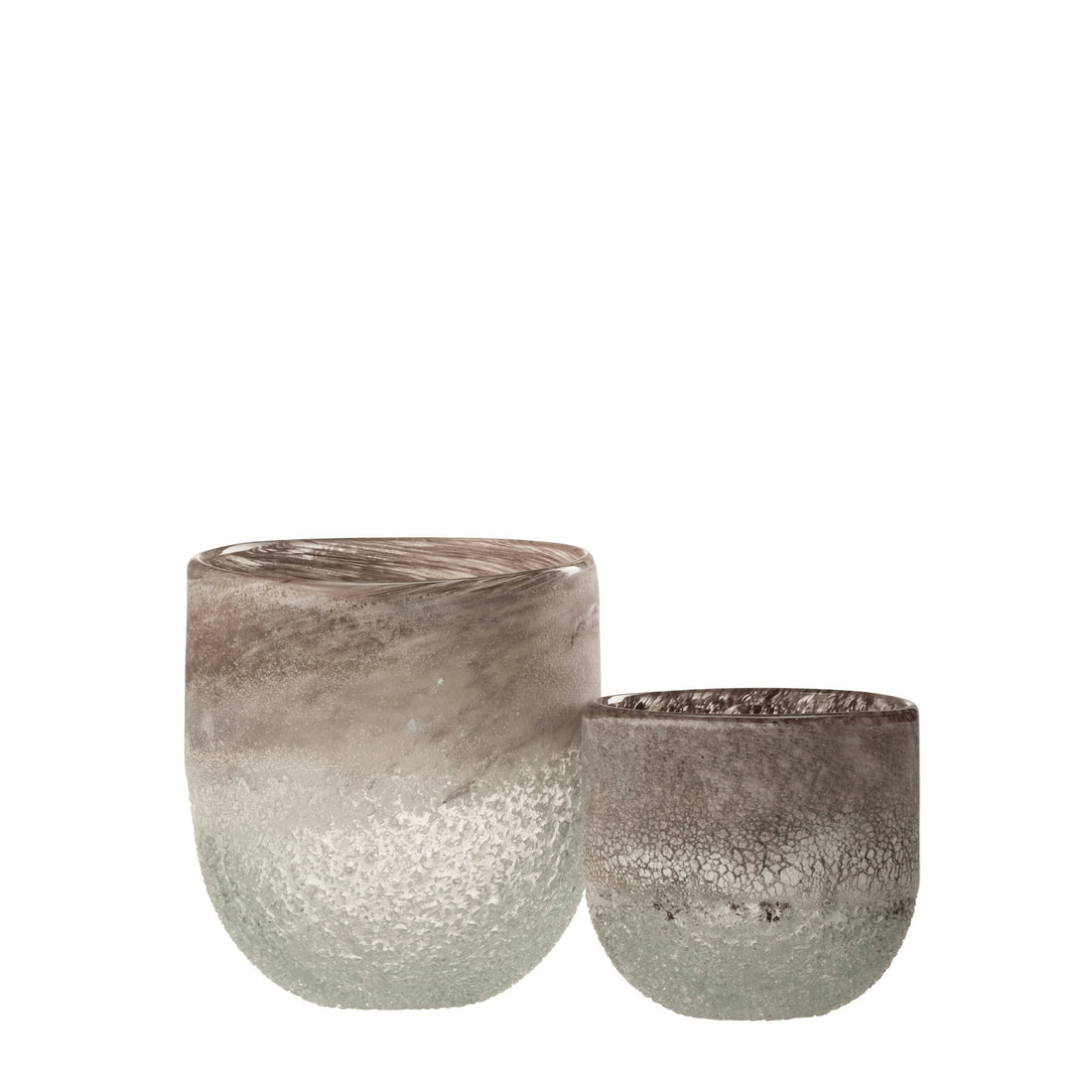 Set photophore et lanterne en verre Scavo gris J-Line