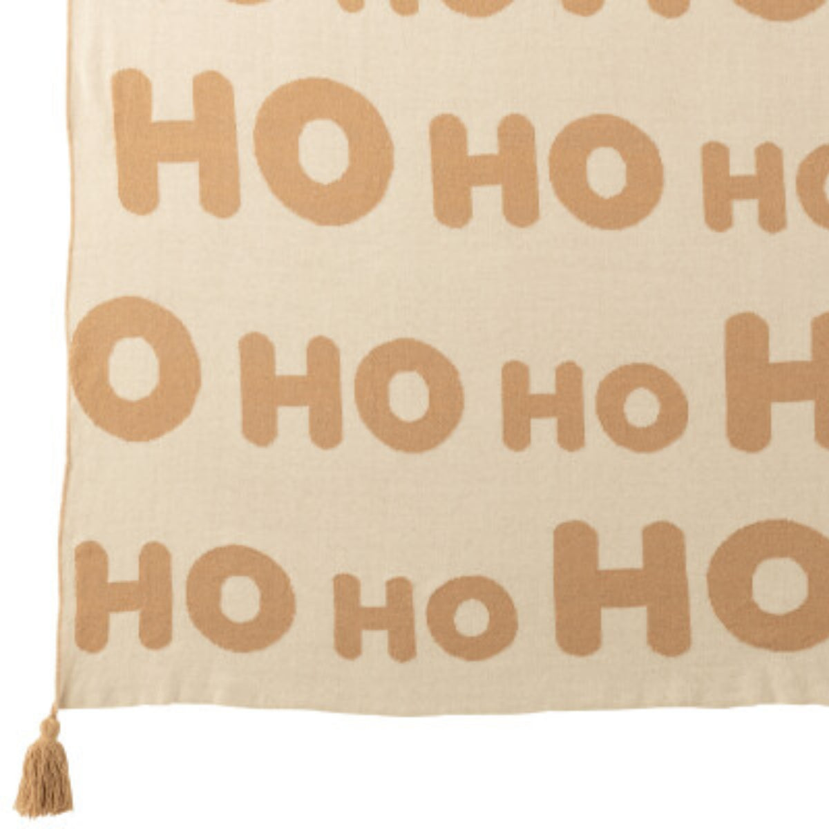 Pack de Noël Plaid &amp; Coussins de Noël HoHoHo Beige/Blanc J-Line