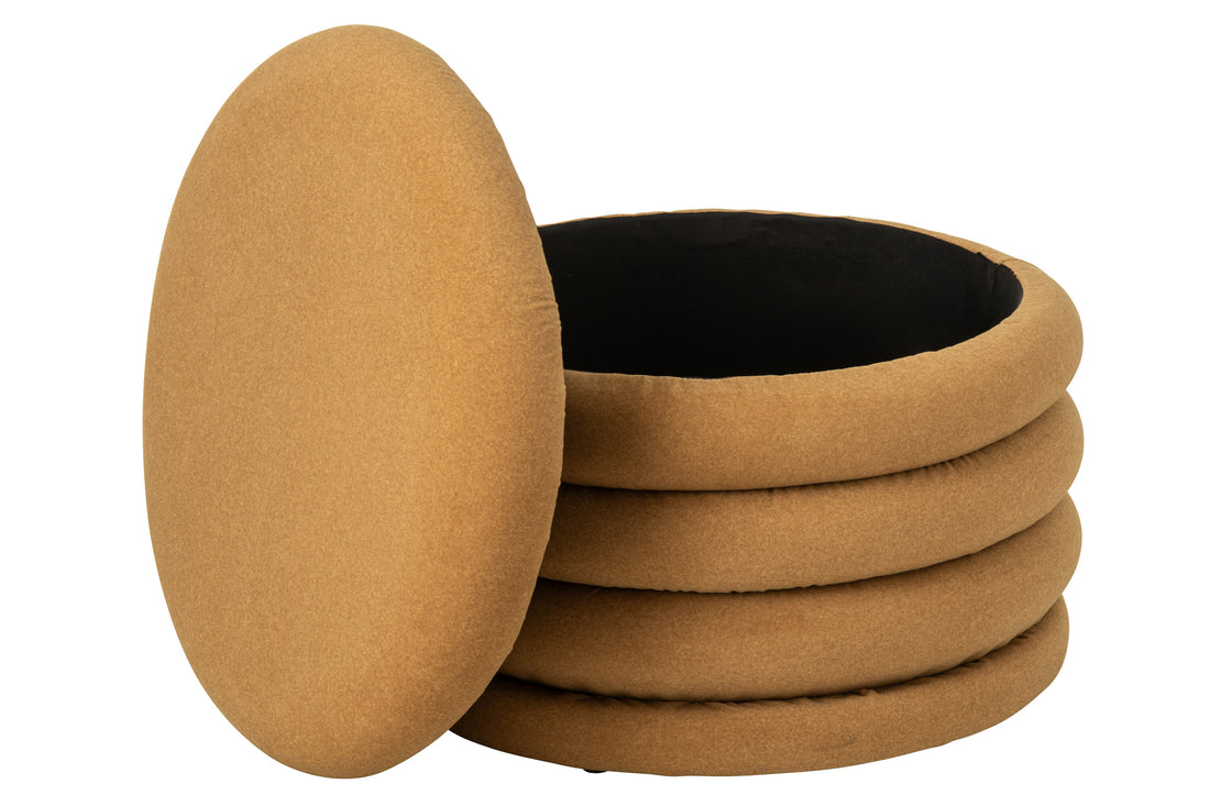 Pouf Mich Contreplaqué/Tissu Jaune ocre J-Line