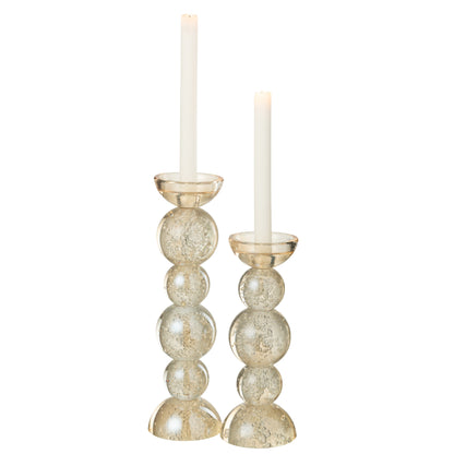 Bougeoir en verre couleur champagne, lot de 2 J-Line