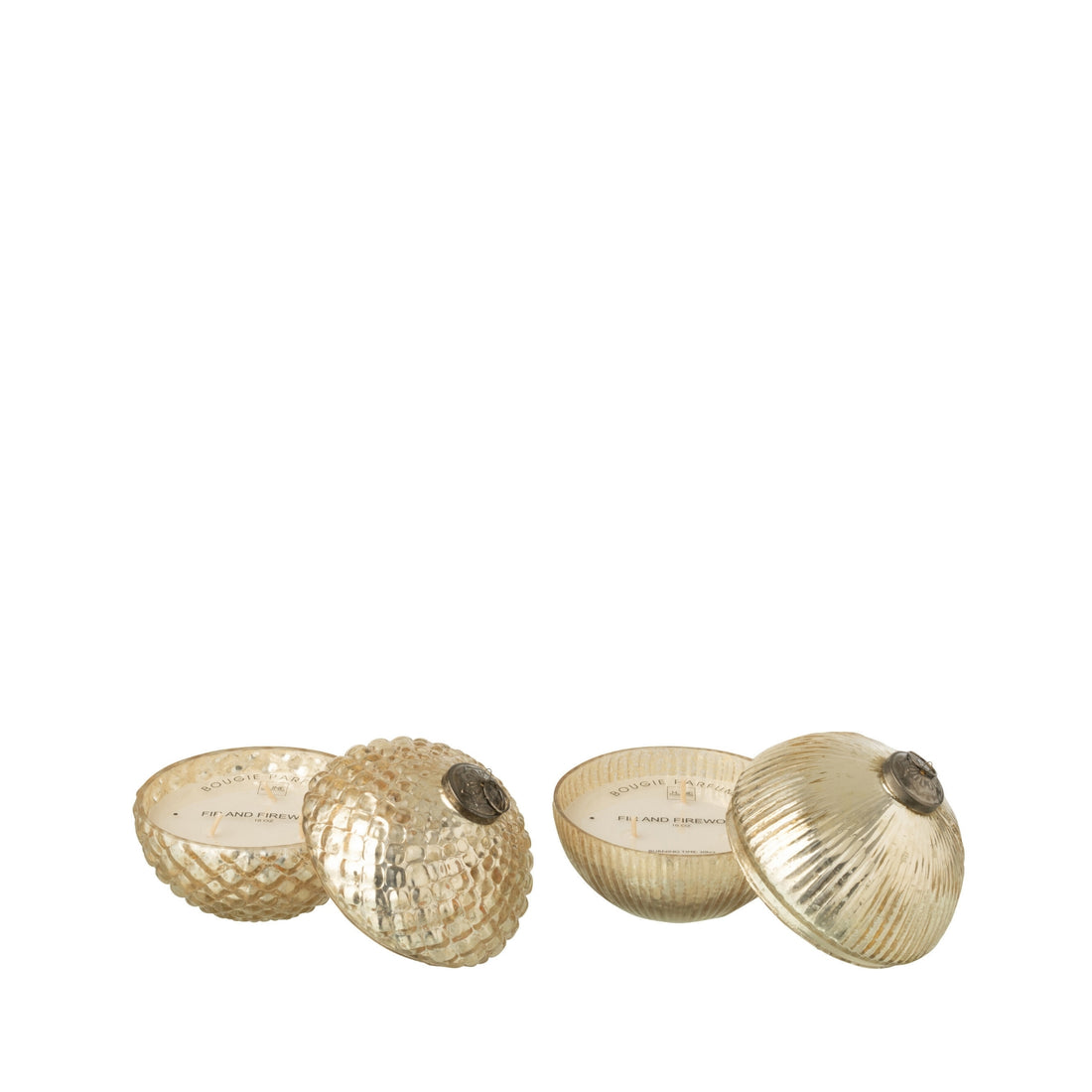 Bougie parfumée boule de Noël en verre doré, petit modèle, lot de 2 J-Line