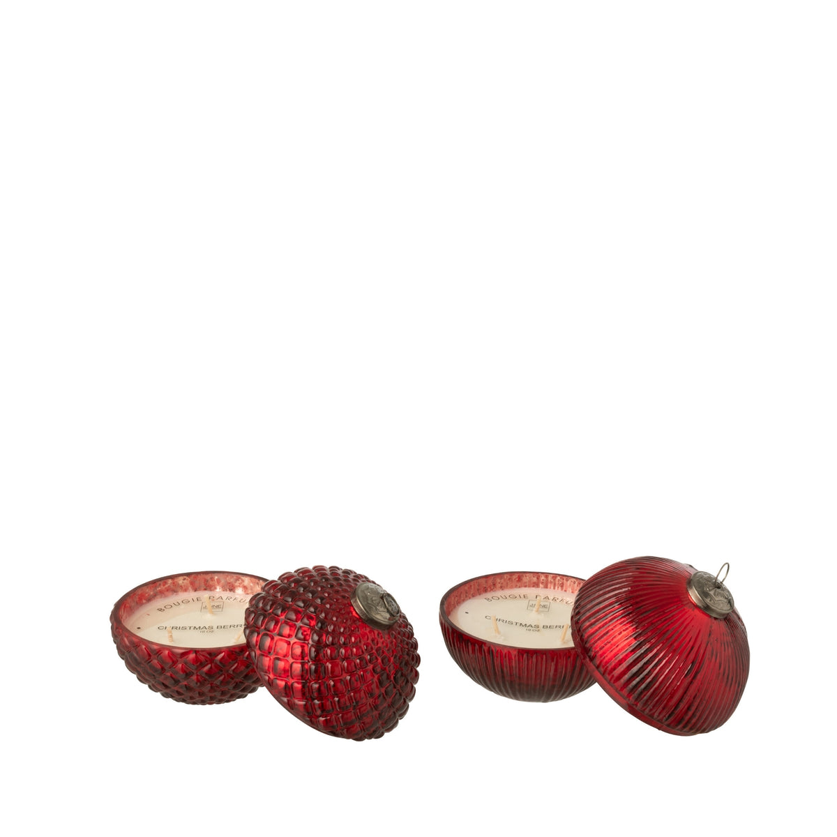 Bougie parfumée Boule de Noël Verre Rouge Noël Petit Ensemble de 2 J-Line