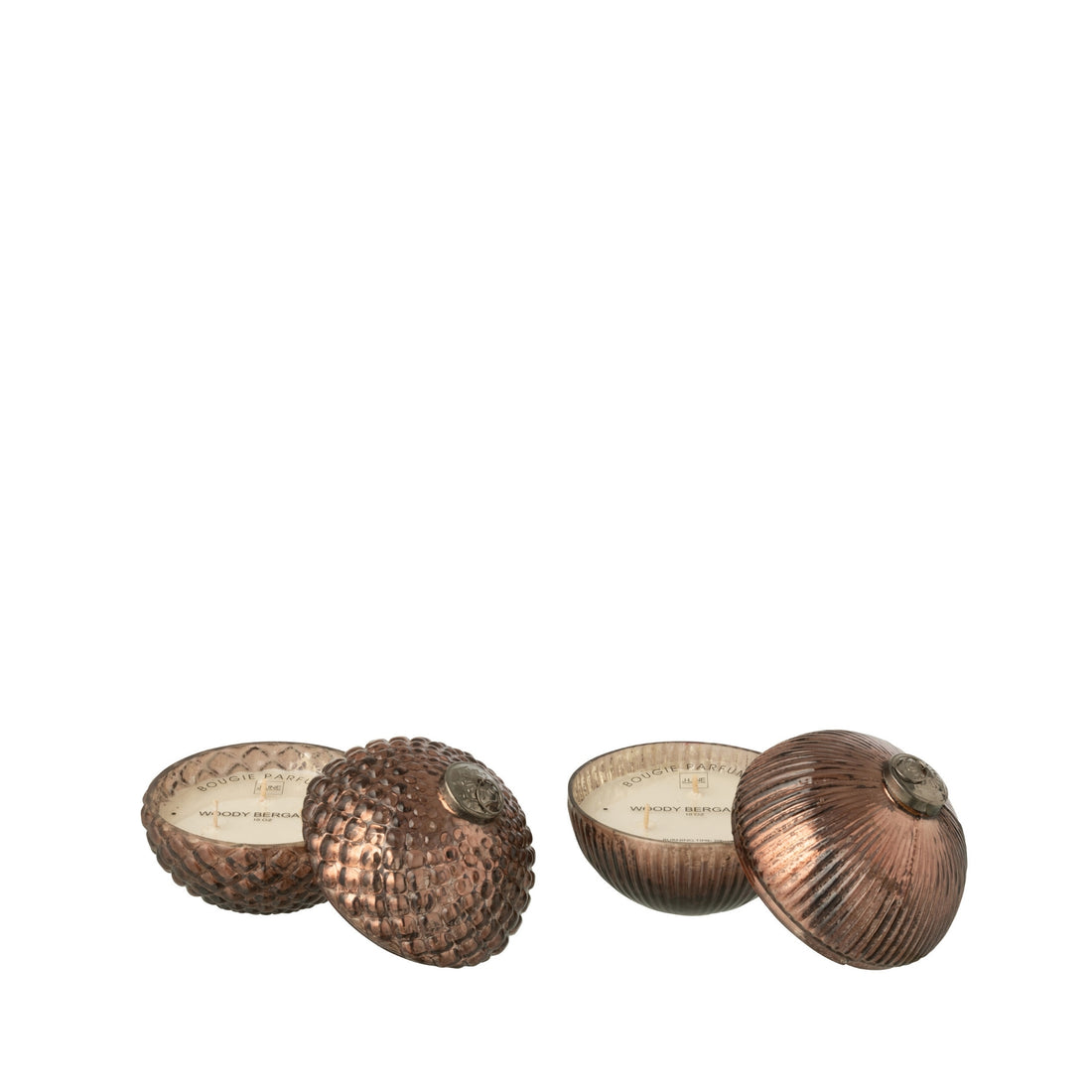 Bougie parfumée boule de Noël en verre marron petit modèle lot de 2 J-Line