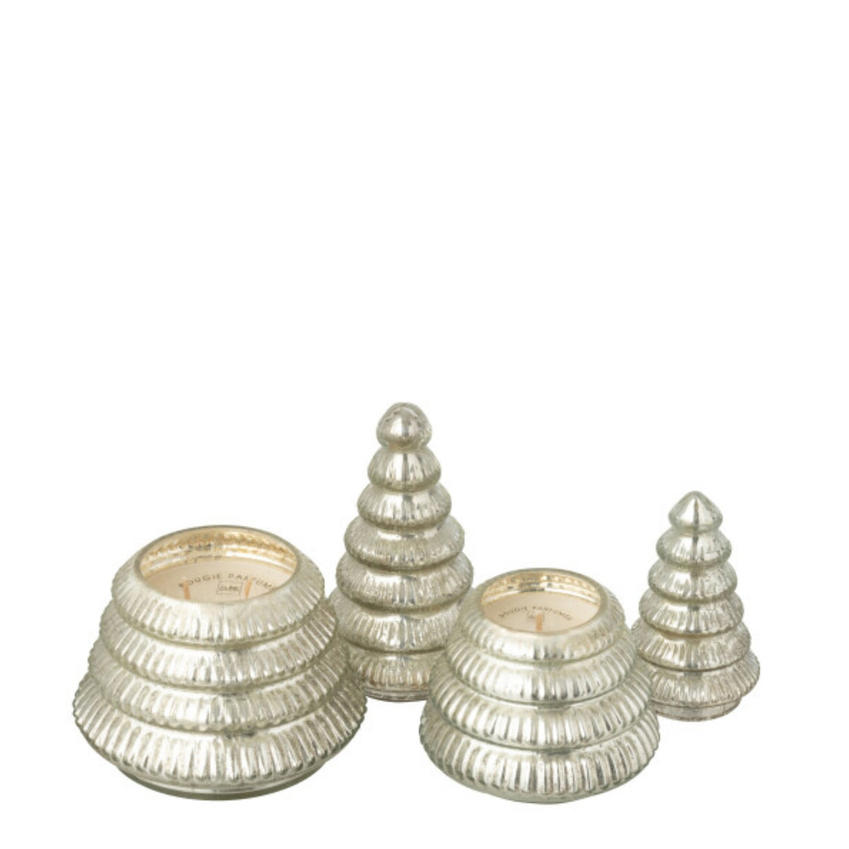 Bougie parfumée Sapin de Noël Verre Argent J-Line Lot de 2