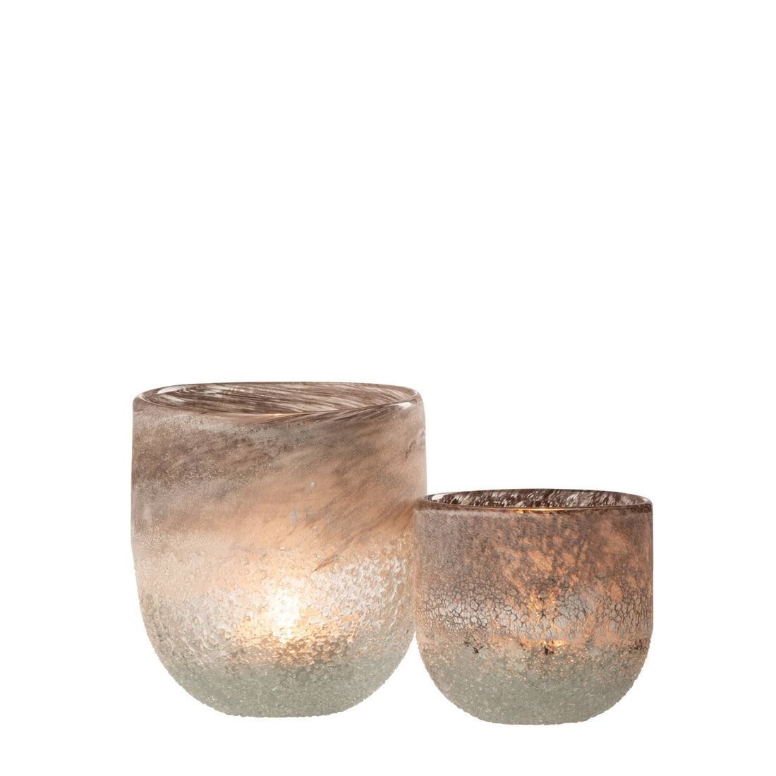 Set photophore et lanterne en verre Scavo gris J-Line