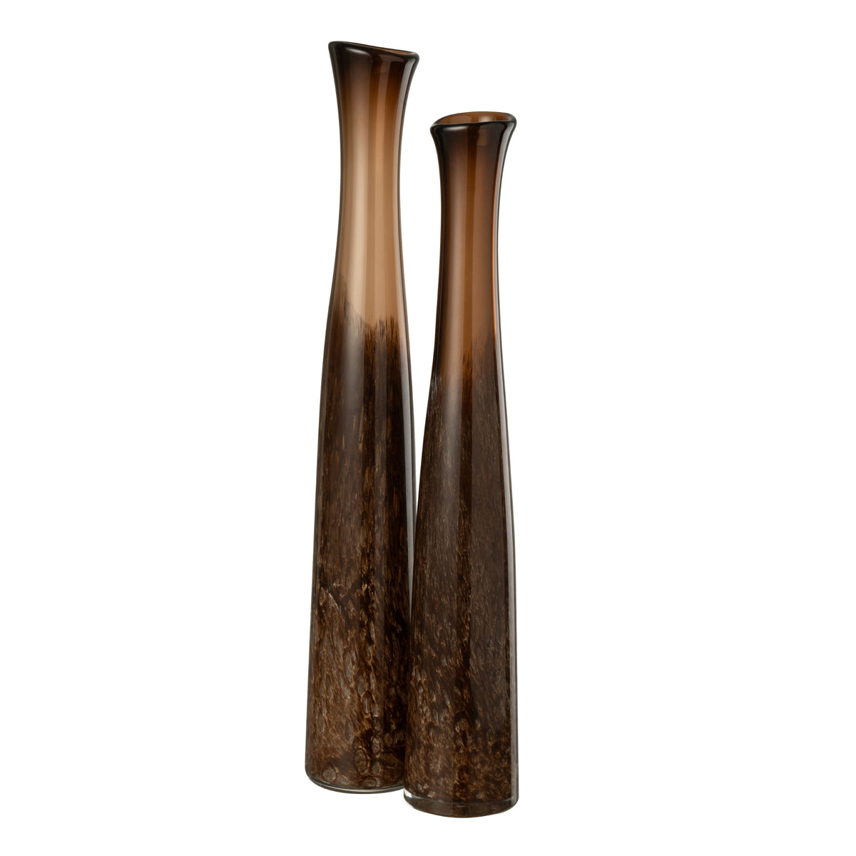 Lot de 2 vases cylindriques en verre marron foncé J-Line