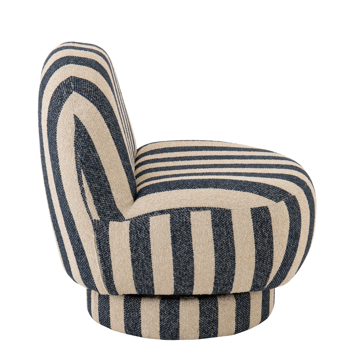 Fauteuil Lounge en Tissu Rayé Bleu/Blanc Cassé J-Line