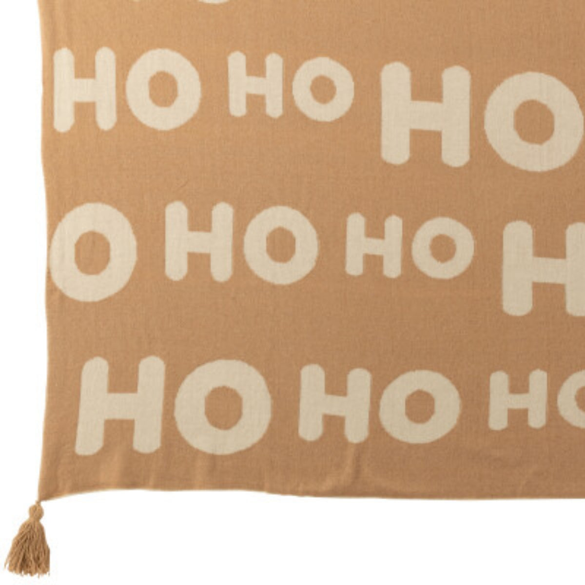 Pack de Noël Plaid &amp; Coussins de Noël HoHoHo Beige/Blanc J-Line