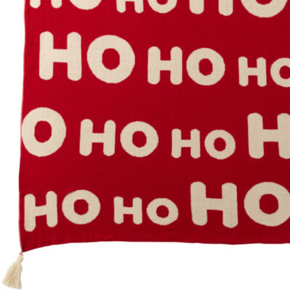 Set de Noël Plaid &amp; Coussins de Noël HoHoHo Rouge/Blanc J-Line