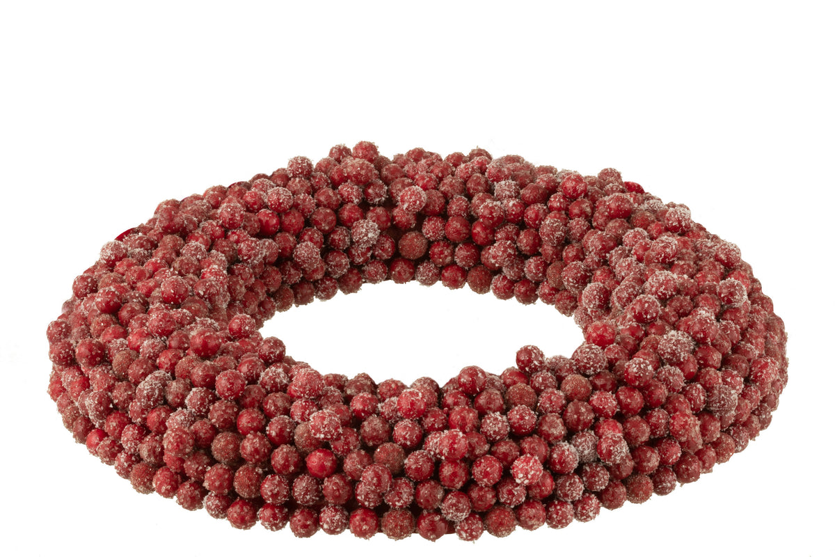 Couronne Ronde Baies Plastique Rouge Large Ø45cm J-Line