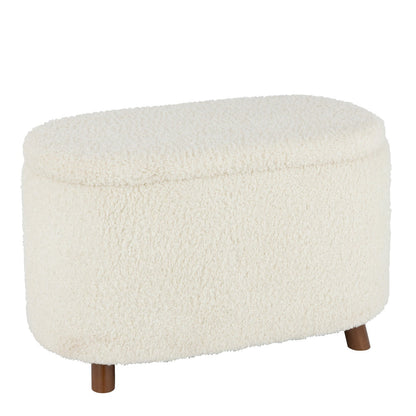 Pouf de rangement Teddy Polyester Blanc J-Line