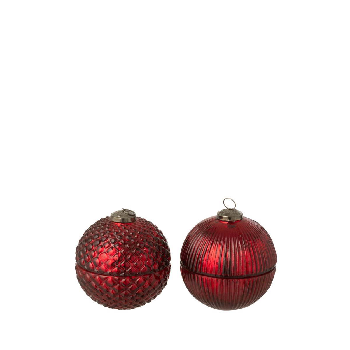 Bougie parfumée Boule de Noël Verre Rouge Noël Petit Ensemble de 2 J-Line