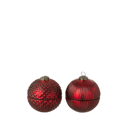 Bougie parfumée Boule de Noël Verre Rouge Noël Petit Ensemble de 2 J-Line