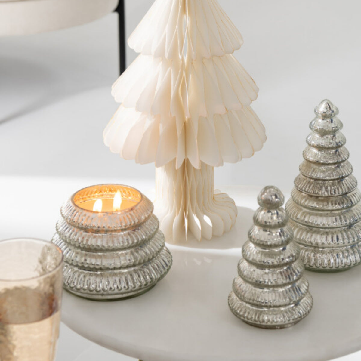 Bougie parfumée Sapin de Noël Verre Argent J-Line Lot de 2