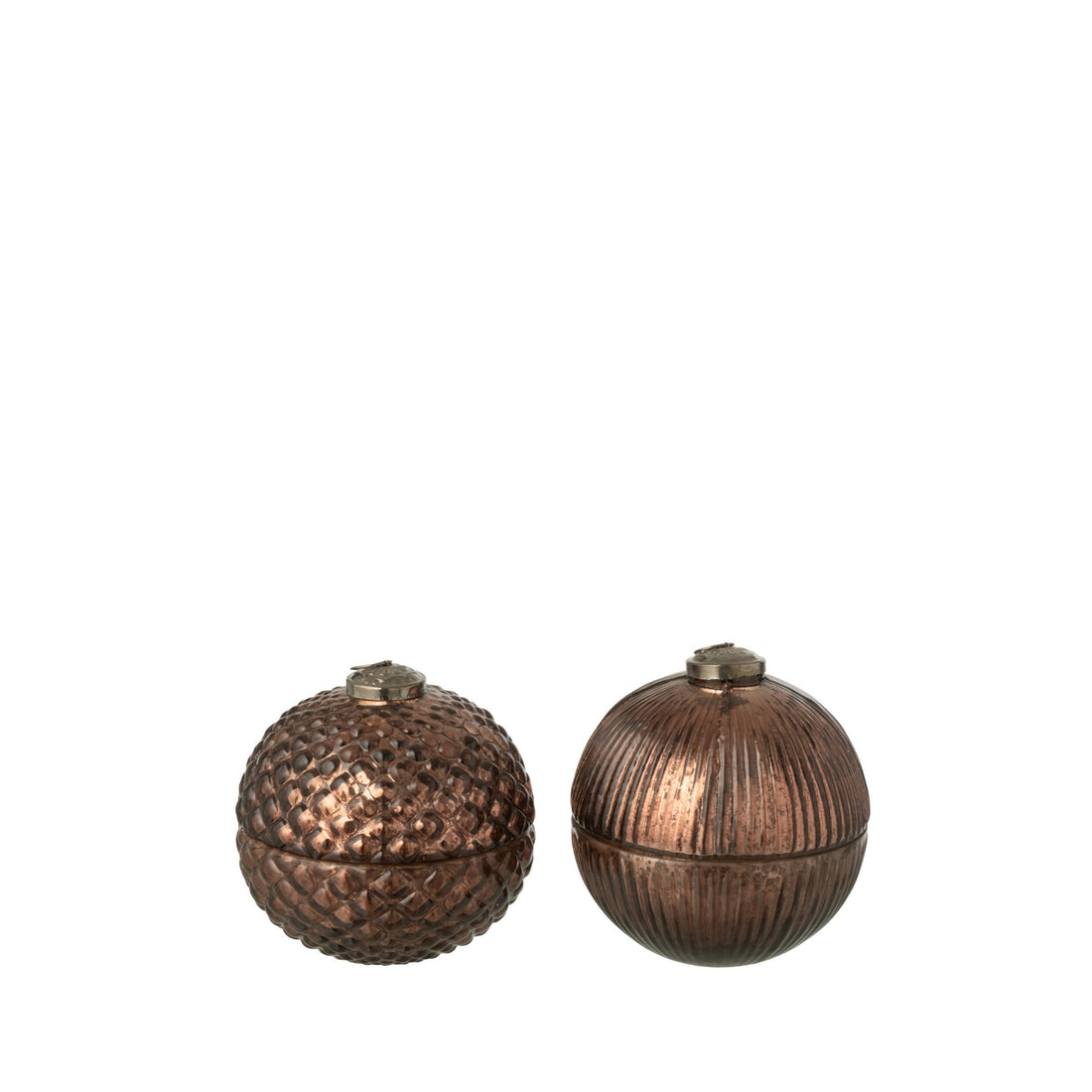 Bougie parfumée boule de Noël en verre marron petit modèle lot de 2 J-Line