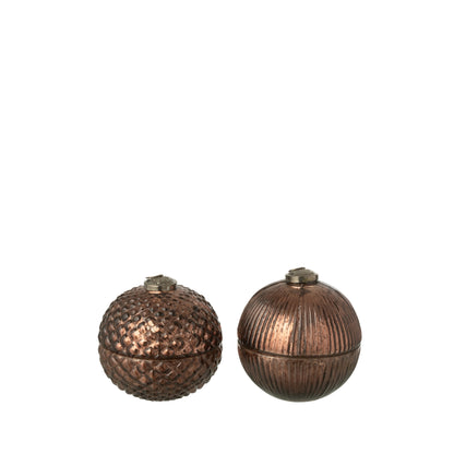 Bougie parfumée boule de Noël en verre marron petit modèle lot de 2 J-Line