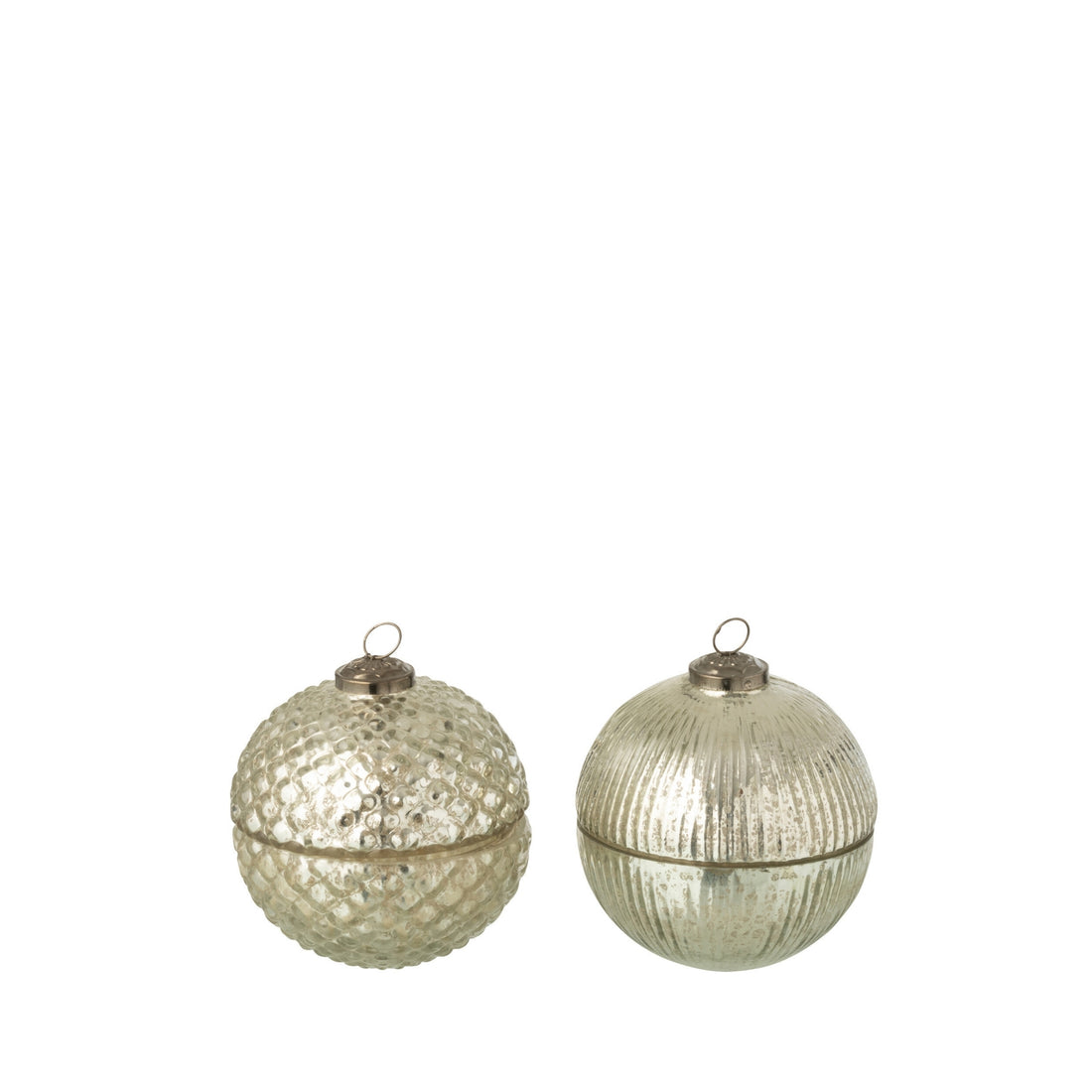 Bougie parfumée boule de Noël en verre argentée petite J-Line lot de 2