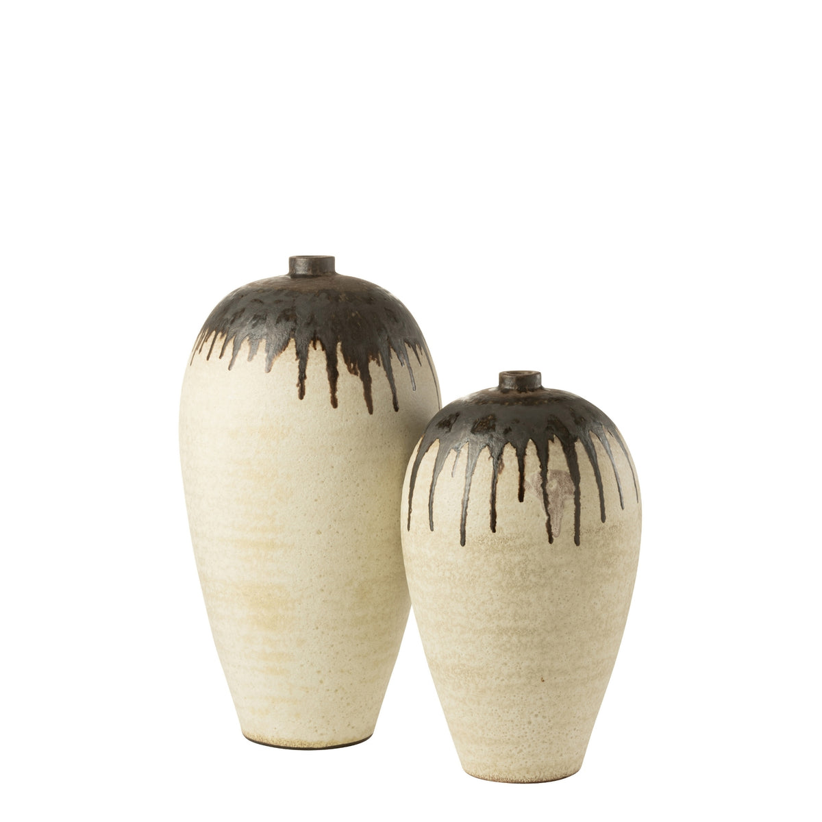 Vase Lombok Céramique Beige/Marron Large Ø38xH72cm J-Line