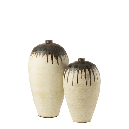 Vase Lombok Céramique Beige/Marron Large Ø38xH72cm J-Line