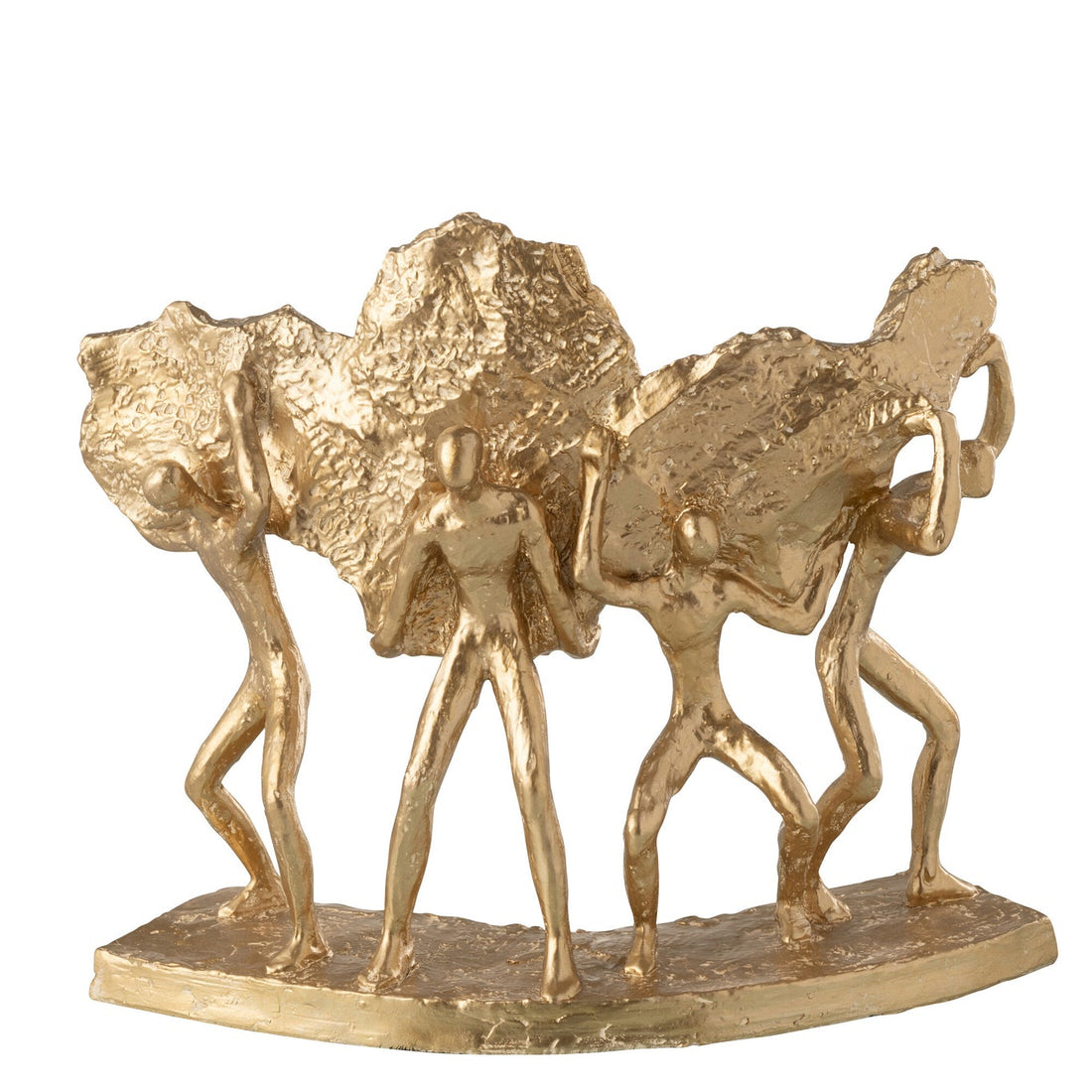 Figurine Portant une Pierre Résine Dorée J-Line