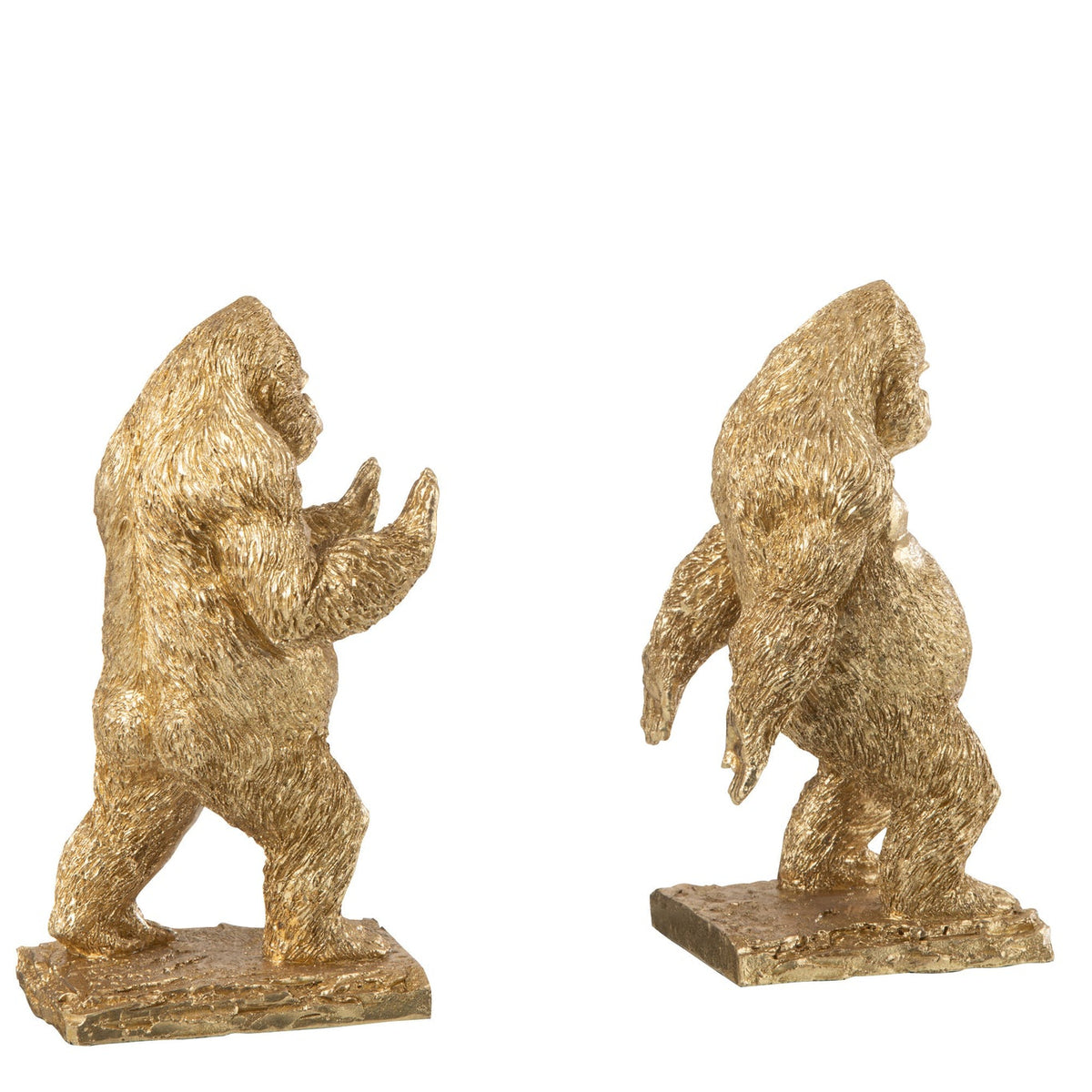 Lot de 2 serre-livres Gorille en résine dorée J-Line