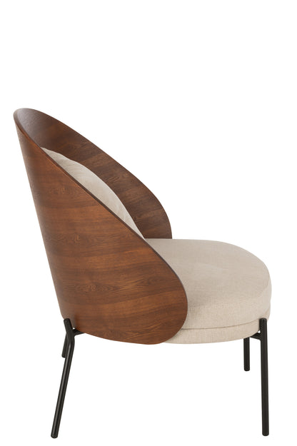 Fauteuil lounge Lone Multiplex/Métal Marron/Beige J-Line