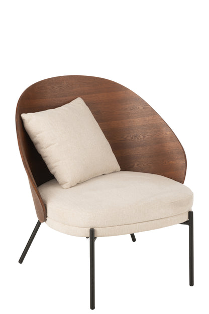 Fauteuil lounge Lone Multiplex/Métal Marron/Beige J-Line