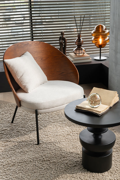Fauteuil lounge Lone Multiplex/Métal Marron/Beige J-Line