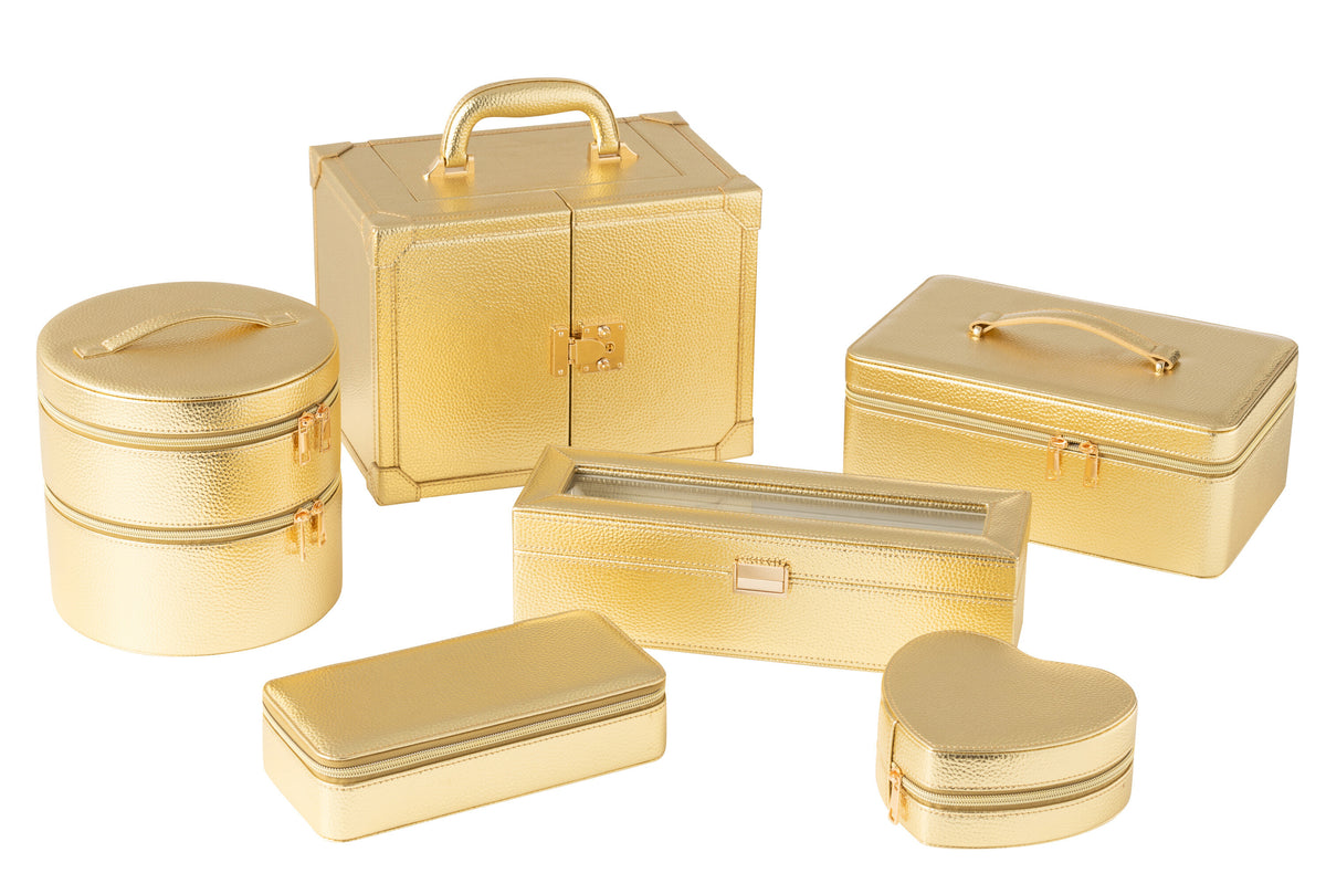 Coffret à Bijoux Avec Poignée Similicuir Or J-Line