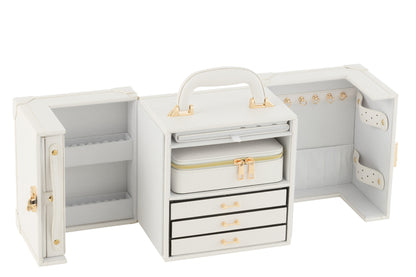 Coffret à Bijoux Avec Poignée Similicuir Blanc J-Line